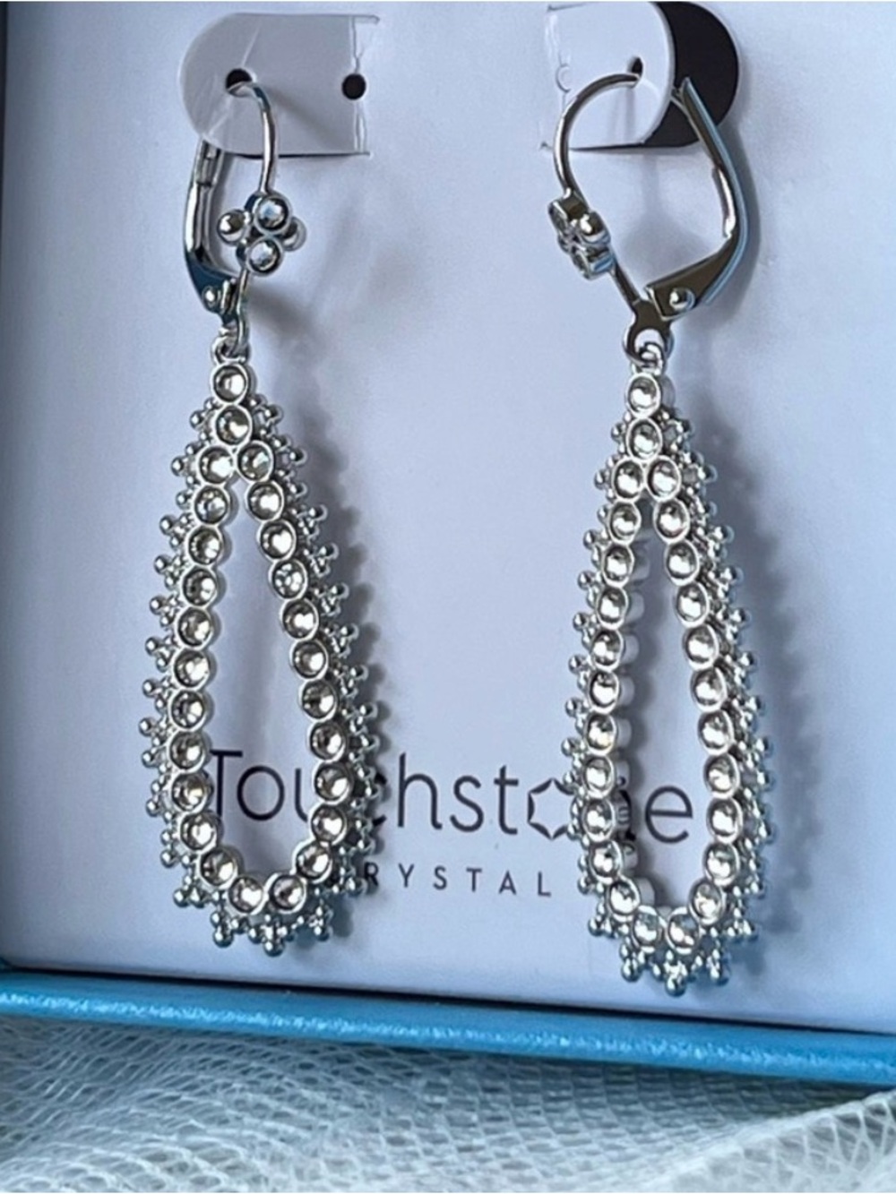 TSC Swarovski Aspire Silver Crystal Teardrop Dangle Earrings - Picture 6 of 7